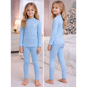 Blue Kelly Crew Neck Upper & Lower Body Thermal Winter Warmers - 2 - 3 Years Winter Wear