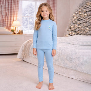 Blue Kelly Crew Neck Upper & Lower Body Thermal Winter Warmers - 2 - 3 Years Winter Wear
