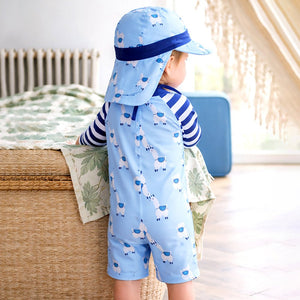 Blue Lhama, Toddlers & Kids Swimwear with long Cap Free Wash Bag & Free Swim Detergent - 2 - 3 Years Swim