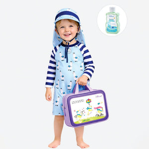 Blue Lhama, Toddlers & Kids Swimwear with long Cap Free Wash Bag & Free Swim Detergent - 2 - 3 Years Swim