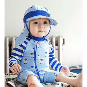 Blue Lhama, Toddlers & Kids Swimwear with long Cap Free Wash Bag & Free Swim Detergent - 2 - 3 Years Swim