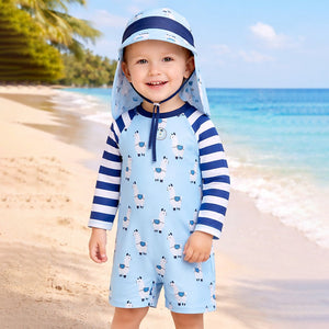 Blue Lhama, Toddlers & Kids Swimwear with long Cap Free Wash Bag & Free Swim Detergent - 2 - 3 Years Swim