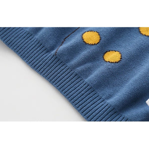 Blue, Little Man Bow Print Kids Cardigan Sweater, Round Neck - Little Surprise BoxBlue, Little Man Bow Print Kids Cardigan Sweater, Round Neck