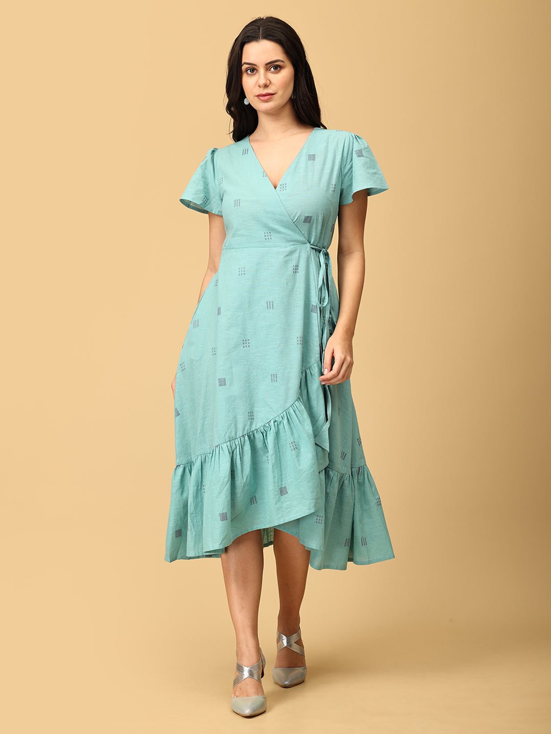 Blue Looming Beauty Women's Wrap Dress - WDRS - SK - BLBT - S