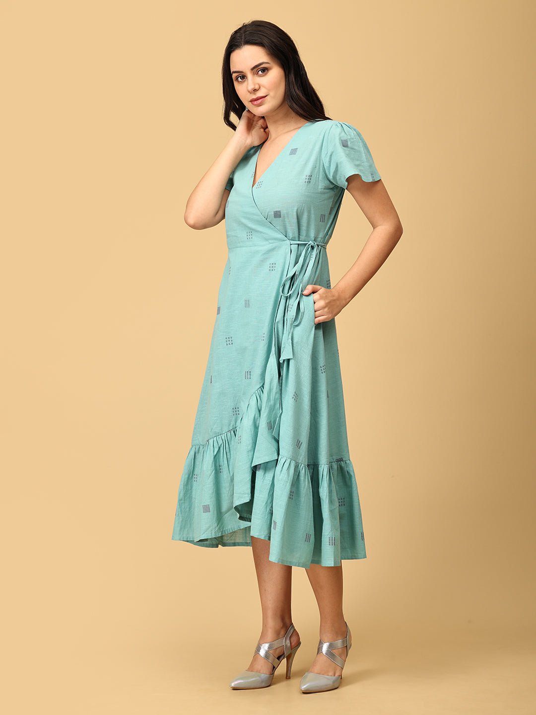 Blue Looming Beauty Women's Wrap Dress - WDRS - SK - BLBT - S