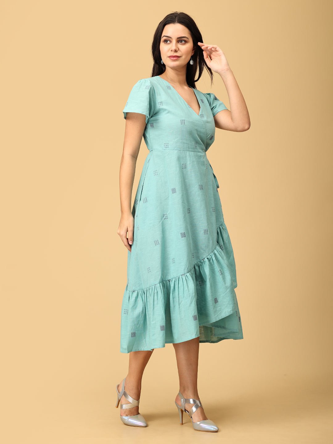 Blue Looming Beauty Women's Wrap Dress - WDRS - SK - BLBT - S