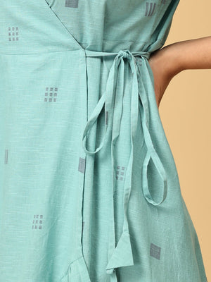 Blue Looming Beauty Women's Wrap Dress - WDRS - SK - BLBT - S