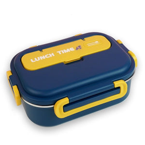 Blue Lunch Time 2 pcs Stainless Steel Kids Lunch Box with matching Lunch Bag - Back To School