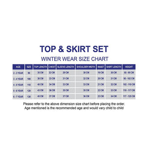 Blue & Occur Pleated Bow 2 pcs top & Skirt Winterwear set for Girls - Little Surprise BoxBlue & Occur Pleated Bow 2 pcs top & Skirt Winterwear set for Girls