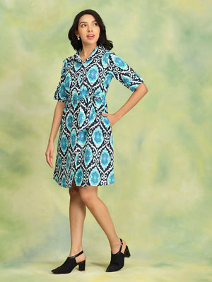 Blue - Blue Odyssey Women's Ikat Dress - Women's Dress