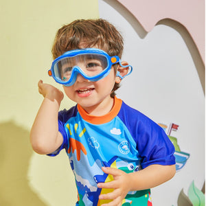Blue & Orange Bubble Anti Fog UV Protection Leakproof Design Swim Goggles for Kids,4yrs - 10yrs - 4 - 10 years Swim