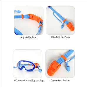 Blue & Orange Bubble Anti Fog UV Protection Leakproof Design Swim Goggles for Kids,4yrs - 10yrs - 4 - 10 years Swim