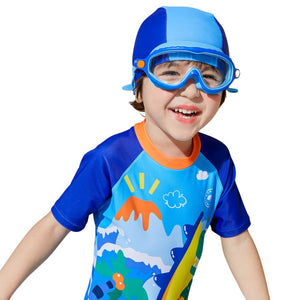 Blue & Orange Bubble Anti Fog UV Protection Leakproof Design Swim Goggles for Kids,4yrs - 10yrs - 4 - 10 years Swim