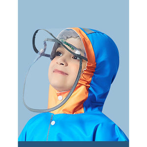 Blue Orange Dino Digger Knee Length Raincoat for Kids - 4 - 5 Years Monsoon Wear
