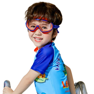 Blue Orange two border Anti Fog UV Protection Leakproof Design Swim Goggles for Kids,4yrs - 10yrs - 4 - 10 years Swim