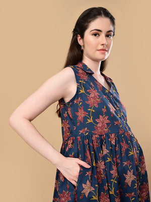 Blue Petal Story Maternity And Nursing Sleeveless Dress - S Maternity Casual Dress