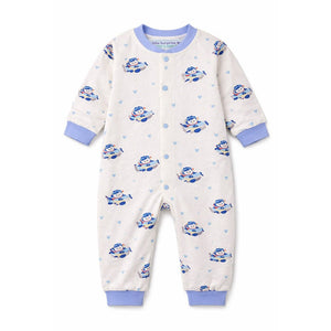 Blue Plane Ride Full Sleeves Jumpsuit Romper for Tiny Toddlers - 6 - 12 Months Kids Clothing