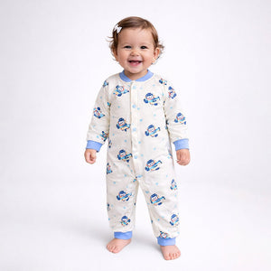 Blue Plane Ride Full Sleeves Jumpsuit Romper for Tiny Toddlers - 6 - 12 Months Kids Clothing