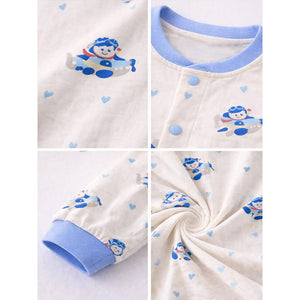 Blue Plane Ride Full Sleeves Jumpsuit Romper for Tiny Toddlers - 6 - 12 Months Kids Clothing