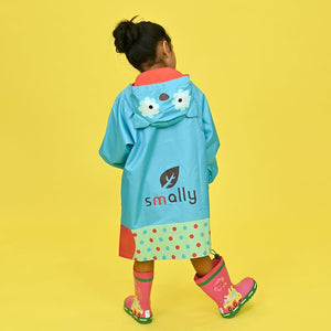 Blue Polka dots Owl Knee Length Raincoat for Kids - Little Surprise BoxBlue Polka dots Owl Knee Length Raincoat for Kids