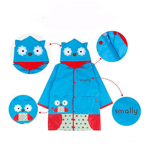 Little Surprise Box Blue Polka dots Owl Knee Length Raincoat for Kids - Little Surprise BoxLittle Surprise Box Blue Polka dots Owl Knee Length Raincoat for Kids