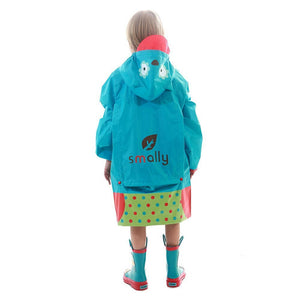 Little Surprise Box Blue Polka dots Owl Knee Length Raincoat for Kids - Little Surprise BoxLittle Surprise Box Blue Polka dots Owl Knee Length Raincoat for Kids