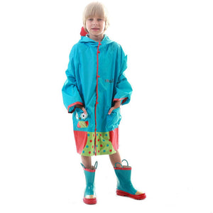 Little Surprise Box Blue Polka dots Owl Knee Length Raincoat for Kids - Little Surprise BoxLittle Surprise Box Blue Polka dots Owl Knee Length Raincoat for Kids