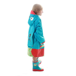 Little Surprise Box Blue Polka dots Owl Knee Length Raincoat for Kids - Little Surprise BoxLittle Surprise Box Blue Polka dots Owl Knee Length Raincoat for Kids