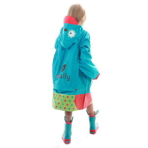 Little Surprise Box Blue Polka dots Owl Knee Length Raincoat for Kids - Little Surprise BoxLittle Surprise Box Blue Polka dots Owl Knee Length Raincoat for Kids