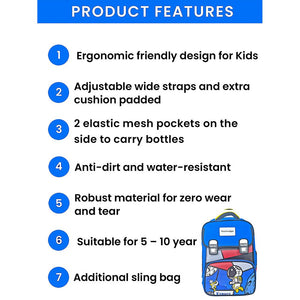 Blue Red Block Astronaut School Backpack for Kids - Back To School