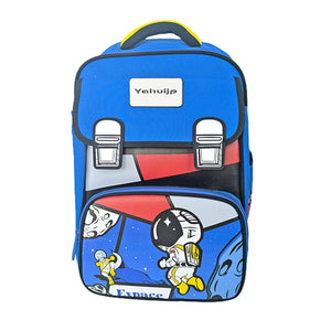 Blue Red Block Astronaut School Backpack for Kids - Back To School