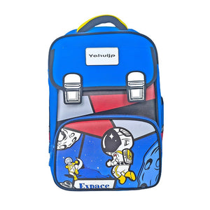 Blue Red Block Astronaut School Backpack for Kids - Back To School