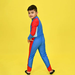 Blue & Red Full Length Swimwear for Teens & Adults with UPF 30+ with Free Washbag - 9 - 10 Years Swim