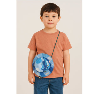 Blue Safari Hat Shape Casual Mini size Outdoor/Beach Sling Bag for Kids - Back To School