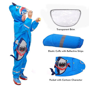 Blue Shark Theme All Over Jumpsuit / Playsuit Raincoat for Kids - Little Surprise BoxBlue Shark Theme All Over Jumpsuit / Playsuit Raincoat for Kids