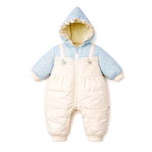 Blue Swan - Themed Winter Full Sleeves Jumpsuit Hoodie Romper for Tiny Toddlers - 6 - 12 Months Winter Wear