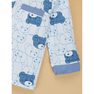 Blue Teddy Face soft Cotton Kids Nightsuit - 1 - 2 Years Nightsuits