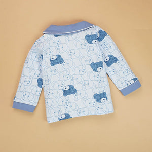 Blue Teddy Face soft Cotton Kids Nightsuit - 1 - 2 Years Nightsuits