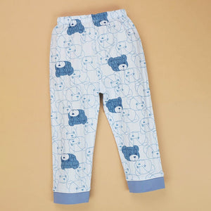Blue Teddy Face soft Cotton Kids Nightsuit - 1 - 2 Years Nightsuits