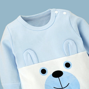 Blue & White Bunny Face Print Romper Unisex Kids Wear - 0 - 9 months Kids Clothing