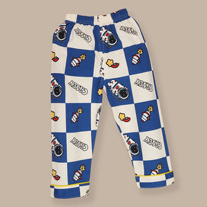 Blue & White checkered Space soft Cotton Kids Nightsuit - 3 - 4 Years Nightsuits