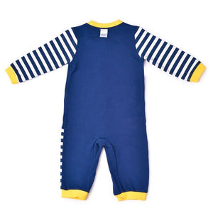 Blue with White Strips and Yellow Giraffe Print, 2 - 3 years Unisex Kids Wear - Kids Clothing