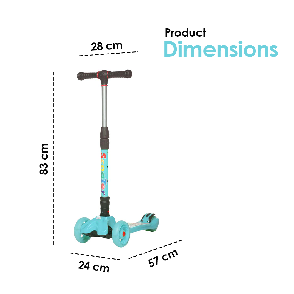 HAPPY BEAR - Kick Scooter with Adjustable Handlebar, LED PU Wheels with Brake