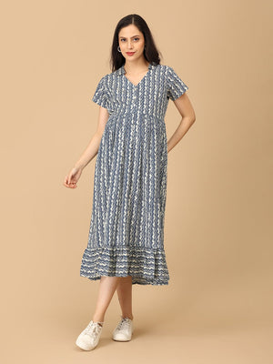 Bluetopia Maternity and Nursing Dress - DRS - SK - BLTPIA - S