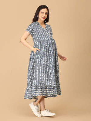 Bluetopia Maternity and Nursing Dress - DRS - SK - BLTPIA - S