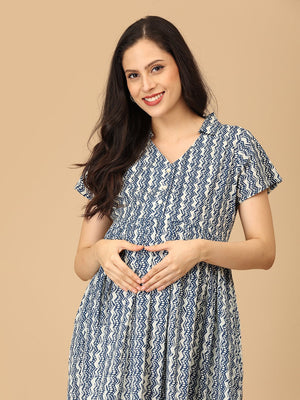 Bluetopia Maternity and Nursing Dress - DRS - SK - BLTPIA - S