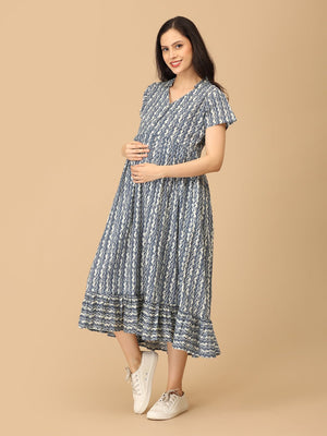 Bluetopia Maternity and Nursing Dress - DRS - SK - BLTPIA - S