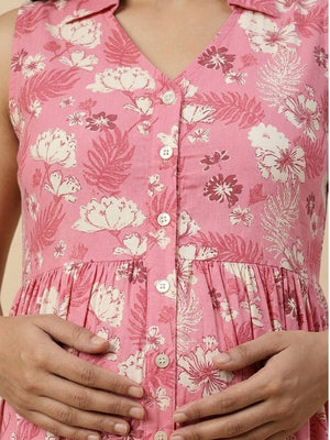 Blush Blossom Maternity And Nursing Sleeveless Dress - S Maternity Casual Dress