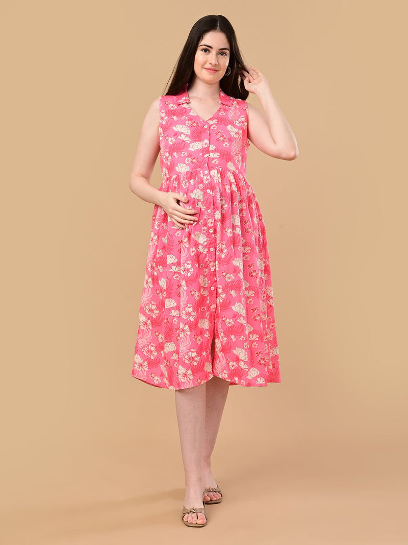 Blush Blossom Maternity And Nursing Sleeveless Dress