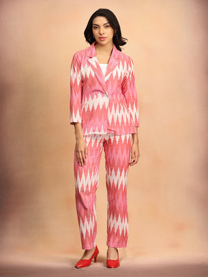 Blush Ikat Women's Co Ord Suit Set - XS Women's Co ord Set